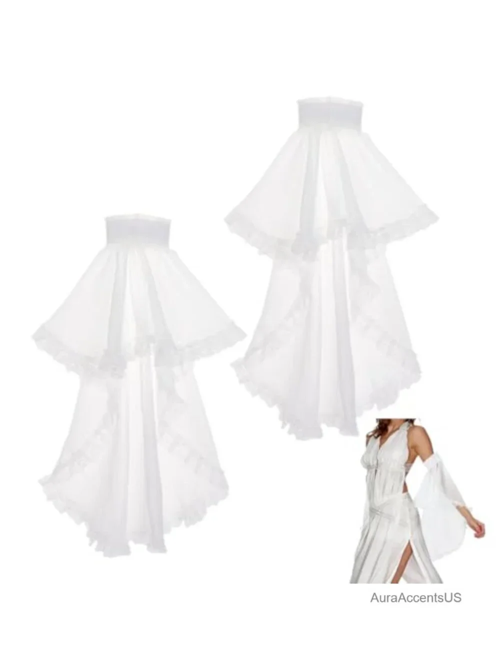 Detachable Long Tulle Opera Gloves Victorian Sleeves Cosplay Costume Accessory